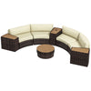 8 Piece Patio Furniture Set with 4 Rattan Sofa Chairs & 4 Tables with Storage & Umbrella Hole, Mixed Brown