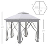 13' x 13' Pop Up Gazebo Hexagonal Canopy Shelter with 6 Zippered Mesh Netting for Patio Backyard Garden Wedding Party