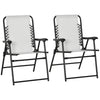 2 Pieces Outdoor Folding Chair Set, Portable Capimg Chairs with Armrest for Patio, Pool, Beach, Cream White