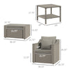 5-Piece PE Rattan Patio Chair Set, Outdoor Conversation Set with Wood Grain Plastic Top Coffee Table, Two Pillows, Gray