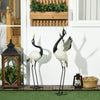 Set of 2 Garden Sculptures, Heron Garden Statues for Lawn, Patio, Backyard Decoration, 35.5" & 40.5", White & Black