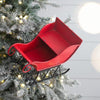 Iron Santa Sleigh Tabletop Decor, Distressed Look for Christmas Gift Basket Display, Red + Black