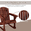 Wood Adirondack Outdoor Lounge Rocking Chair Fire Pit Seating with Slatted Wooden Design, Fanned Back, Carbonized