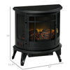 22" Free Standing Electric Fireplace with 3-Side Flame View, LED Flame, Adjustable Temperature & Overheat Protection, 1500W, Black