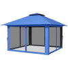 13' x 13' Pop Up Gazebo Instant Canopy Tent Shelter with 2-Tier Roof, Carry Bag, Wight Bags for Outdoor, Garden, Blue