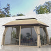 10' x 13' Patio Gazebo, Outdoor Gazebo Canopy Shelter with Netting, Vented Roof for Garden Beige