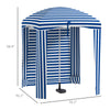 5.8' x 5.8' Cabana Umbrella with Single-top, Vented Windows, Ruffles, Carry Bag, Outdoor Umbrella, Blue White Strip