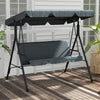 3-Seat Outdoor Patio Swing Chair with Cushion, Steel Frame Stand, Adjustable Tilt Canopy for Patio, Garden, Gray