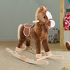 Kids Rocking Horse Toy, Plush Animal Rocker with Realistic Sounds, Kid Ride On Toy for Toddler Boys Girls Over 3 Years Old, Brown