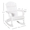 Wooden Adirondack Rocking Chair Outdoor Lounge Chair Fire Pit Seating with Slatted Wooden Design, Fanned Back, White