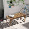 Slatted Wooden Garden Bench, Curved Seat Front Porch Bench, Teak