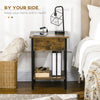 End Table with Wireless Charging Station, 2 USB Ports, Rustic Brown