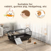 Small Animal Cage with Foldable Run Area, Rolling Bunny Cage with Water Bottle, Water Bowl & Ramps, Black