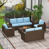 Patio Furniture Set, Cushions, Sofa, Storage Table, Blue