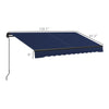 10' x 8' Retractable Awning, 280gsm UV Resistant Sunshade Shelter for Deck, Balcony, Yard, Blue