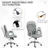 PU Leather Home Office Chair, Button Tufted Desk Chair with Padded Armrests, Adjustable Height and Swivel Wheels, Gray