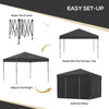 10'x10' Pop Up Canopy with 2 Mesh Windows, Reflective Top, Instant Shelter Gazebo with Adjustable Heights, Black