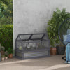 Raised Planter Boxes with Polycarbonate Greenhouse, Wooden Cold Frame Greenhouse, Raised Garden Bed, Gray