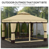 10' x 12' Double Roof Patio Gazebo Canopy, Outdoor Gazebo Shelter with Netting & Curtains, for Garden, Lawn and Deck