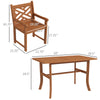 Outdoor Patio Dining Set, 4 Seater Wood Dining Table and Chairs for Backyard, Conservatory, Garden, Poolside, Deck, Teak