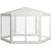 13' x 11' Hexagon Outdoor Party Tent Sun Shelter Canopy with Protective Mesh Screen Walls, Cream White