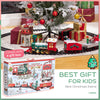 Electric Train Set for Kids, Battery-Powered Christmas Train Toy Set with Sounds & Lights, Classic Toy Train Set for 3-8 Years, Red