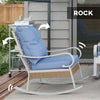 4-Piece Patio Furniture Set with Loveseat Sofa, Rocking Chairs, Coffee Table, Cushions, for Backyard, Lawn and Pool, Light Blue