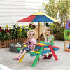 Wooden Kids Picnic Table Set with Parasol, Seating for 2 Children 3-6 Years Old, for Patio Backyard, Indoor Outdoor Use