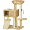 Cat Tree for Indoor Cats w/ Scratching Posts, Condo Cat Tower, Beige