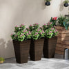 Set of 3 Tall Planters, 28" Outdoor Planter with Drainage Holes, Plastic Flower Pots for Outdoor, Indoor, Rust