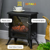 17" Free Standing Electric Fireplace Heater, Freestanding Fireplace Stove with LED Flame, Fireplace Heater, Black