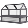 Raised Planter Boxes with Polycarbonate Greenhouse, Wooden Cold Frame Greenhouse, Raised Garden Bed, Gray