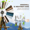 Windmill Weather Vane Wind Vane with Bottom Shelf, Steel Windmill Head, Stained Wood