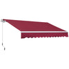 12' x 8' Patio Awning, Canopy Retractable Sun Shade Shelter w/ Manual Crank Handle for Deck, Yard, Red