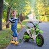 12V Kids Motorcycle Bike, Electric Battery-Powered Ride-On Toy, Off-road Street Bike with Charging Battery & Training Wheels, Green