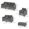 5 Piece Wicker Patio Furniture Set with Thick Padded Cushions, Outdoor PE Rattan Sectional Furniture Conversation Sofa Set w/ Storage, Gray