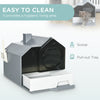 Hooded Cat Litter Box Furniture, Kitty Litter House with Particle Catching, Drawer Type Pan, Scoop, Front Entrance, Easy Cleaning, Grey