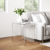 Modern Acrylic End Table, Waterfall Side Table with Rounded Edges and Storage for Small Spaces, 21" x 12" x 21", Clear