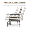 2-Person Glider Outdoor Glider Bench with Center Table, Metal Bench for Backyard Garden Porch, Beige