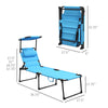 2 Folding Chaise Lounge Pool Chairs, Outdoor Sun Tanning Chairs w/ Sunroof, Headrests, 4-Position Reclining Back, Blue