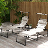 2 Folding Chaise Lounge Pool Chairs, Outdoor Sun Tanning Chairs w/ Sunroof, Headrests, 4-Position Reclining Back, Beige