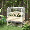 Raised Garden Bed with Leg and Cover, Metal Elevated Planter Box with Bottom Shelf and Liner for Vegetables, Cream