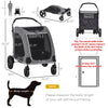 Large Dog Stroller Universal Wheel with Storage Basket Ventilated Foldable Oxford Fabric for Medium Size Dogs, Gray