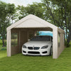 10' x 20' Carport, Heavy Duty Portable Garage, with 4 Mesh Windows and 2 Doors, Tan