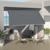 11.5' x 4' Manual Retractable Awning, Non-Screw Freestanding Patio Awning, UV Resistant, for Window or Door, Dark Gray