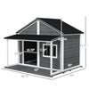 Outdoor Dog House Cabin Style  for Medium/Large Dogs, Wooden Raised Pet Kennel with Asphalt Roof,Loading 53 lbs., Gray