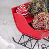 Iron Santa Sleigh Tabletop Decor, Distressed Look for Christmas Gift Basket Display, Red + Black