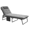 Folding Chaise Lounge with 4-level Reclining Back, Outdoor Tanning Chair Lounge Chair with Cushion, Breathable Mesh Fabric & Headrest, Gray