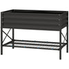 Galvanized Raised Garden Bed, Metal Planter Box with Legs, Storage Shelf and Bed Liner, Black