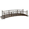 7' Metal Arch Garden Bridge Arc Footbridge with Side Railings Decorative Scrollwork, Bronze